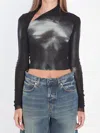 Jean Paul Gaultier Body Dust Crop Top Woman Black And Silver In Black