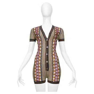Pre-owned Jean Paul Gaultier Aw1990 Cutout Knit Romper In Sand