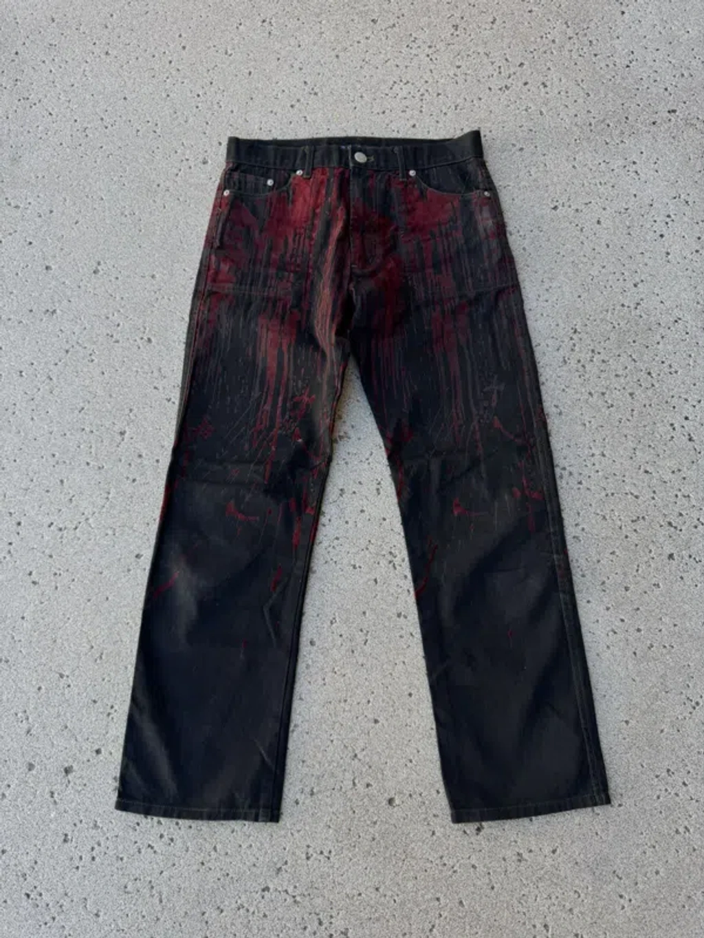 Pre-owned Jean Paul Gaultier Aw98 Vampire Blood Drip Denim Jeans 