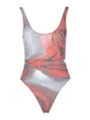 Jean Paul Gaultier Scoop Neck High-cut Open Back Swimsuit In Multi