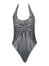 Jean Paul Gaultier Patterned One Piece Swimsuit In Black