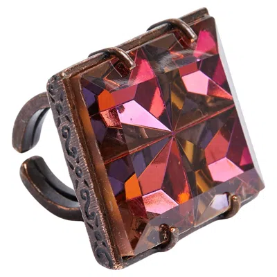 Pre-owned Jean Paul Gaultier Bague Xxl Tu Jpg Dark Pink Crystal Maxi Ring Os