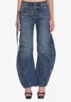 Jean Paul Gaultier Strap Jeans In Denim In Blue