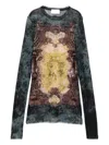 Jean Paul Gaultier Baroque-print Mesh T-shirt In Black