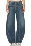Jean Paul Gaultier Strap-detailed Paneled High-rise Wide-leg Jeans In Blue