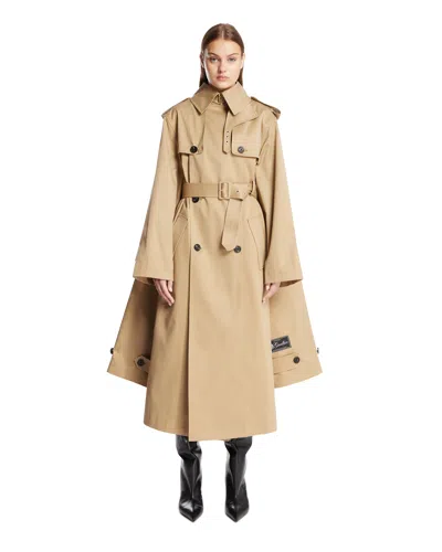 Jean Paul Gaultier Beige Hooded Trench Coat In Brown