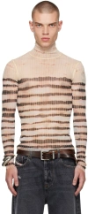 Jean Paul Gaultier Knwls Edition Turtleneck In 0360-ecru/brown