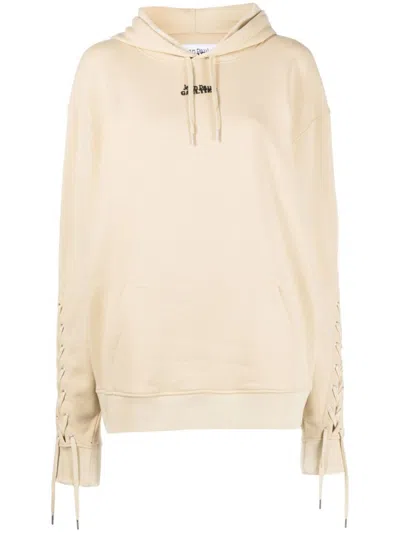 JEAN PAUL GAULTIER BEIGE LOGO COTTON HOODIE