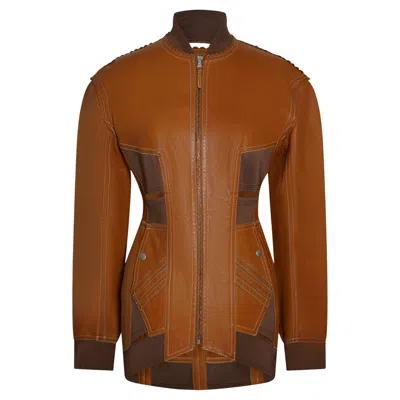 Pre-owned Jean Paul Gaultier Beige Perforated Leather Jacket, S/s 2004 In Brown