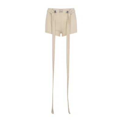 Jean Paul Gaultier Ribbed Shorts Belt Loops Decorative Straps In Neutral