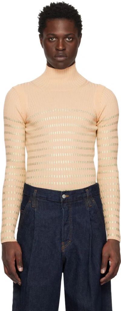 Jean Paul Gaultier Beige 'the Cyber' Turtleneck In 6840-beige/green