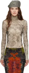 Jean Paul Gaultier Beige 'the Médaillon' Open Back Bodysuit