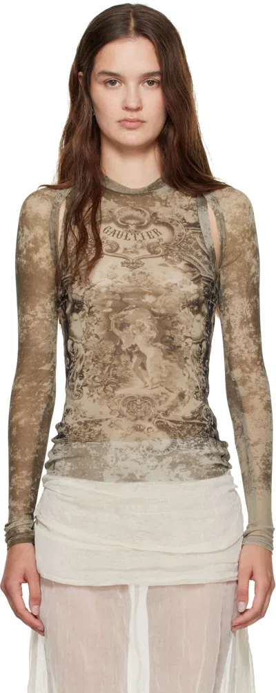 Jean Paul Gaultier Beige 'the Médaillon' Sleeves Top