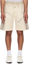 Jean Paul Gaultier Drawstring Shorts In 030030-ecru/black/re