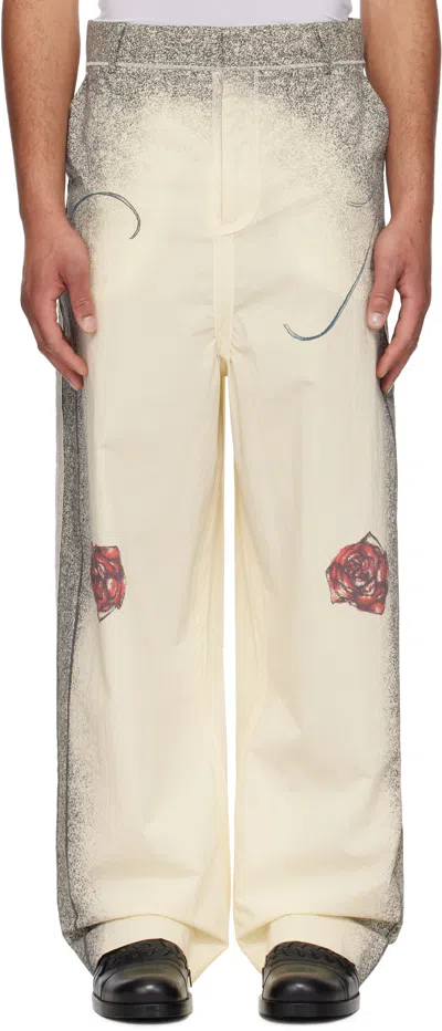 JEAN PAUL GAULTIER BEIGE 'THE MULTI-TATTOO' SUIT TROUSERS