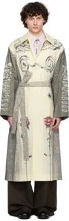 Jean Paul Gaultier Beige 'the Multi-tattoo' Trench Coat In 030030-ecru/black/re