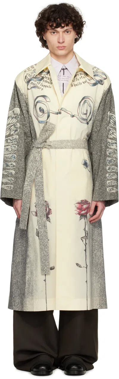 Jean Paul Gaultier Beige 'the Multi-tattoo' Trench Coat In 030030-ecru/black/re