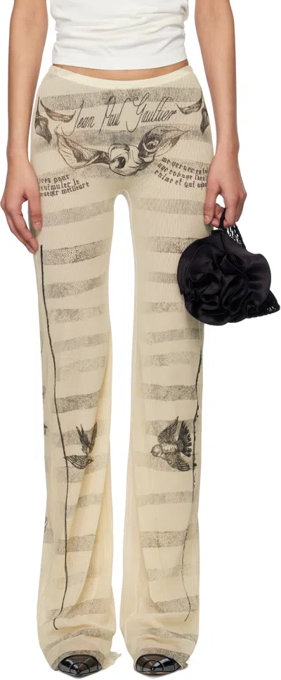 JEAN PAUL GAULTIER BEIGE 'THE TATTOO MARINIÈRE' LOUNGE PANTS