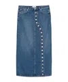Jean Paul Gaultier Asymmetric Denim Midi Skirt In Blue
