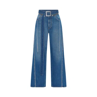 Pre-owned Jean Paul Gaultier Belted Denim Jeans 'vintage Blue' | Women's Size 28