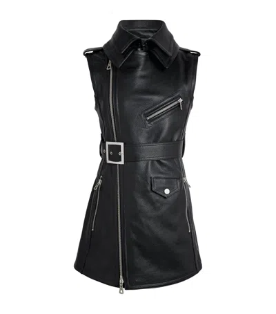 Jean Paul Gaultier Belted Leather Vest In Black