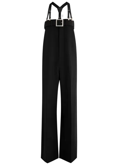 Jean Paul Gaultier Belted Straight-leg Wool Jumpsuit In Black
