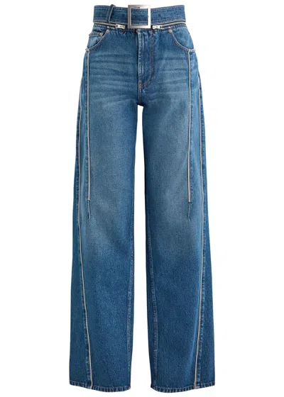 Jean Paul Gaultier Belted Wide-leg Jeans In Blue