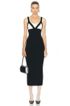 Jean Paul Gaultier Bicolor Rib Knit Sleeveless Strappy Maxi Dress In White & Black