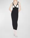 Jean Paul Gaultier Bicolor Rib Knit Sleeveless Strappy Maxi Dress In 0100-whiteblack