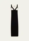 JEAN PAUL GAULTIER BICOLOR RIB KNIT SLEEVELESS STRAPPY MAXI DRESS