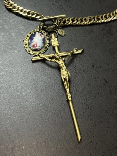 Pre-owned Jean Paul Gaultier Big Cross Cuban Necklace