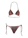 Jean Paul Gaultier Python Print Triangle Halterneck Bikini Set In Brown