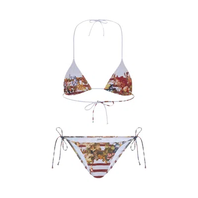 Pre-owned Jean Paul Gaultier Bikini Set Printed "marinière Grape" 'light Blue/multicolor' | Women's Size L