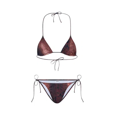 Pre-owned Jean Paul Gaultier Bikini Set Printed "python" 'brown/black' | Women's Size M