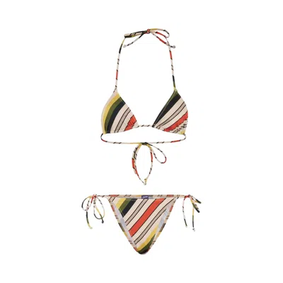 Pre-owned Jean Paul Gaultier Bikini Set Printed "retro Stripe" 'multicolor' | Multi-color | Women's Size L
