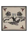 Jean Paul Gaultier Bird Tattoo Print Silk Scarf In Brown