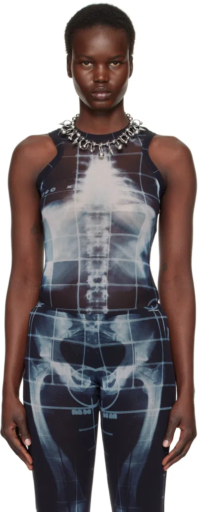 Jean Paul Gaultier Black & Blue 'the Squeletor' Bodysuit In 005956 Black/navy/li