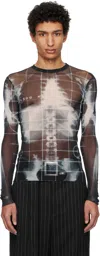 Jean Paul Gaultier Black & Blue 'the Squeletor' Long Sleeve Top In 005956-black/navy/li