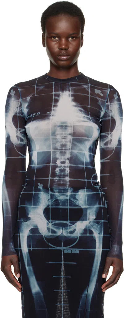 JEAN PAUL GAULTIER BLACK & BLUE 'THE SQUELETOR' T-SHIRT