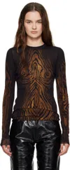 Jean Paul Gaultier Black & Brown 'the Wood' Top