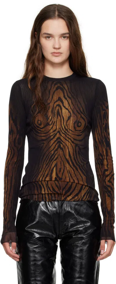 Jean Paul Gaultier Black & Brown 'the Wood' Top