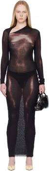 Jean Paul Gaultier Black & Burgundy 'the Long Bronze Body Dust' Maxi Dress In Brown