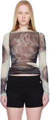 Jean Paul Gaultier Black & Gray 'the Blurry Roses' T-shirt