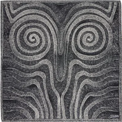 Jean Paul Gaultier Black & Gray 'the Spirale' Printed Silk Scarf In 000203-black/grey/ec