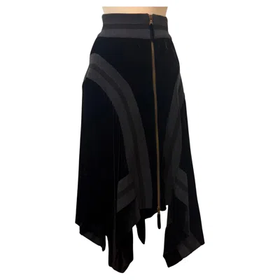 Pre-owned Jean Paul Gaultier Black And Grey Velvet Skirt Fr 38 / It 42 In Gray