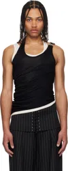 Jean Paul Gaultier Black & Off-white 'the Draped Double' Tank Top In 0003-black/ecru