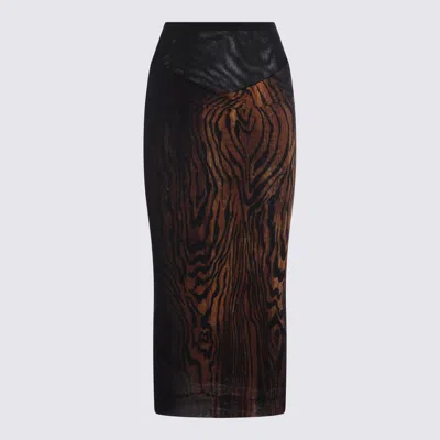 JEAN PAUL GAULTIER JEAN PAUL GAULTIER BLACK AND RED MIDI SKIRT