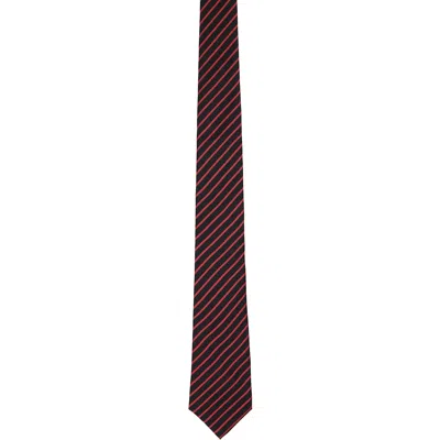 Jean Paul Gaultier Black & Red Striped Tie In 0030 Black/red