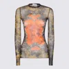 Jean Paul Gaultier Women Medaillon Print Mesh Long Sleeves Top