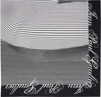 Jean Paul Gaultier Black & White Pareo Printed Pinstripes Body Morphing Scarf In 0100-white/black